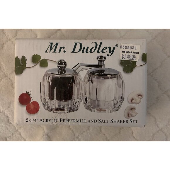 Mr Dudley Clear Acrylic Peppermill Salt Shaker Set Salt Pepper Set (Diamond) New - Picture 4 of 6